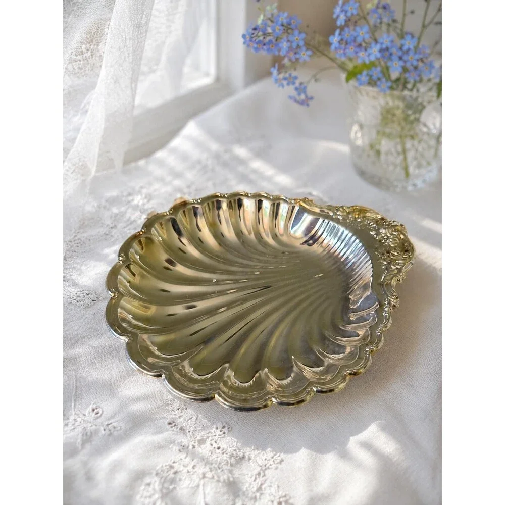 Vintage Silverplate Shell Serving Dish Ornate Scallop Bowl 11 Inches